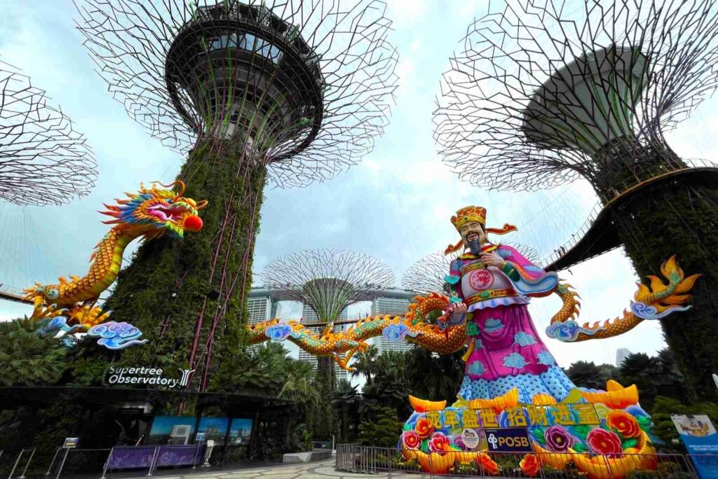 2024 Chinese New Year Decorations at Supertree Grove Gardens by the Bay